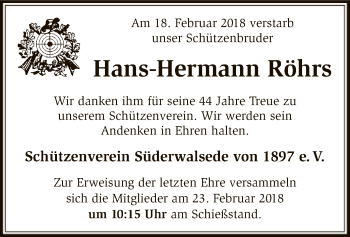 Traueranzeige von Hans-Hermann Röhrs von SYK