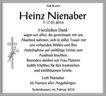 Traueranzeige von Heinz Nienaber von SYK