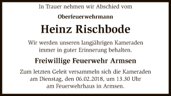 Traueranzeige von Heinz Rischbode von SYK