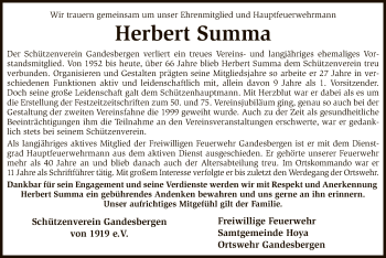 Traueranzeige von Herbert Summa von SYK