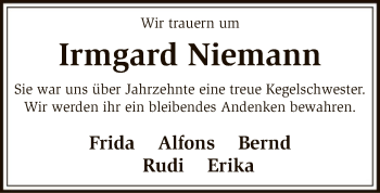 Traueranzeige von Irmgard Niemann von SYK