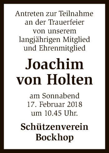 Traueranzeige von Joachim von Holten von SYK