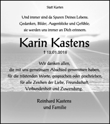 Traueranzeige von Karin Kastens von SYK