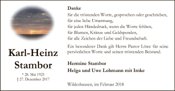 Traueranzeige von Karl-Heinz Stambor von SYK