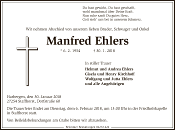 Traueranzeige von Manfred Ehlers von SYK