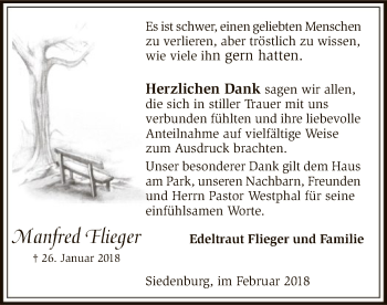 Traueranzeige von Manfred Flieger von SYK