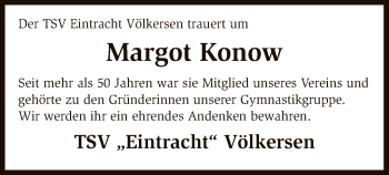 Traueranzeige von Margot Konow von SYK