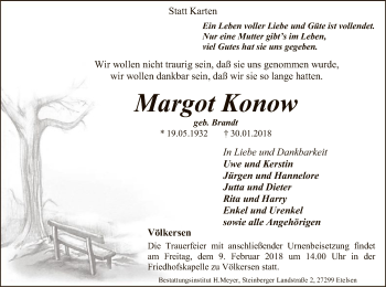 Traueranzeige von Margot Konow von SYK