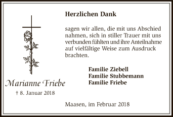 Traueranzeige von Marianne Friebe von SYK