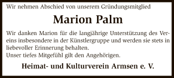 Traueranzeige von Marion Palm von SYK