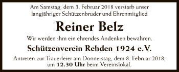 Traueranzeige von Reiner Belz von SYK