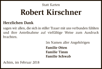 Traueranzeige von Robert Kirschner von SYK