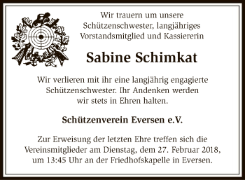 Traueranzeige von Sabine Schimkat von SYK