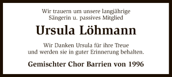 Traueranzeige von Ursula Löhmann von SYK