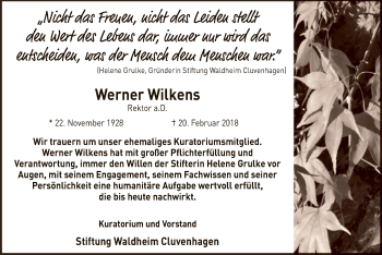 Traueranzeige von Werner Wilkens von SYK