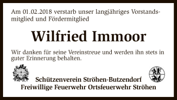 Traueranzeige von Wilfried Immoor von SYK