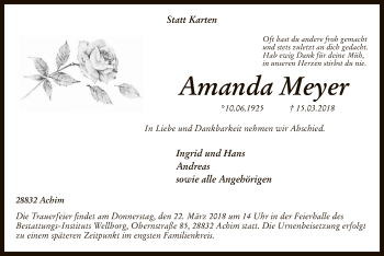 Traueranzeige von Amanda Meyer von SYK