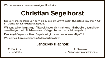 Traueranzeige von Christian Segelhorst von SYK