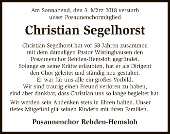 Traueranzeige von Christian Segelhorst von SYK