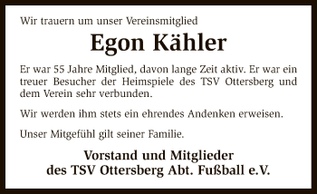 Traueranzeige von Egon Kähler von SYK