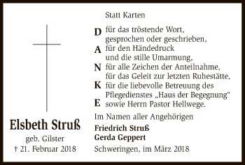 Traueranzeige von Elsbeth Struß von SYK