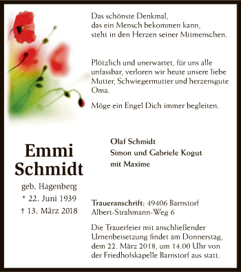 Traueranzeige von Emmi Schmidt von SYK