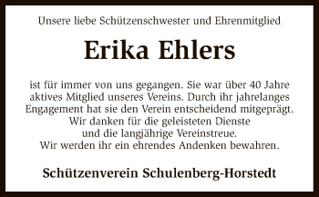 Traueranzeige von Erika Ehlers von SYK