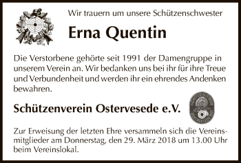 Traueranzeige von Erna Quentin von SYK