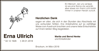 Traueranzeige von Erna Ullrich von SYK