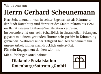 Traueranzeige von Gerhard Scheunemann von SYK