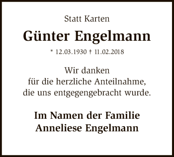 Traueranzeige von Günter Engelmann von SYK
