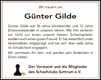 Traueranzeige von Günter Gilde von SYK