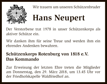 Traueranzeige von Hans Neupert von SYK