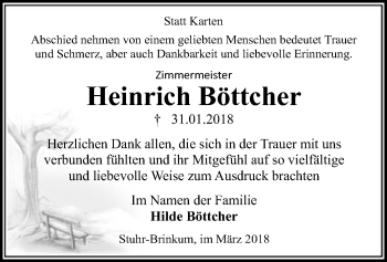 Traueranzeige von Heinrich Böttcher von SYK