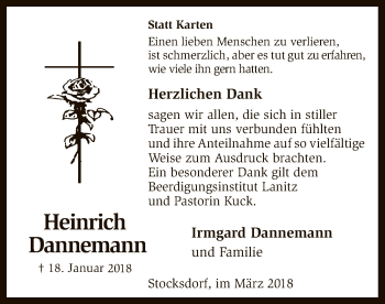 Traueranzeige von Heinrich Dannemann von SYK