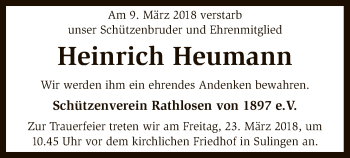 Traueranzeige von Heinrich Heumann von SYK