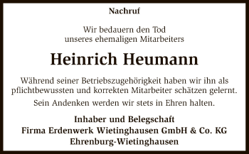 Traueranzeige von Heinrich Heumann von SYK