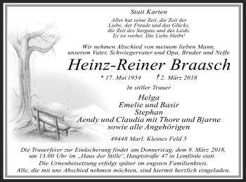 Traueranzeige von Heinz-Reiner Braasch von SYK