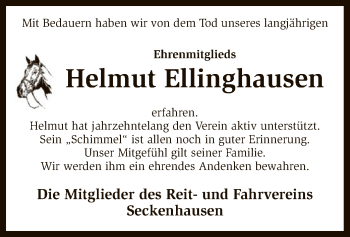 Traueranzeige von Helmut Ellinghausen von SYK