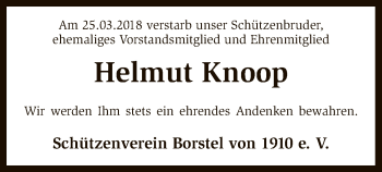 Traueranzeige von Helmut Knoop von SYK