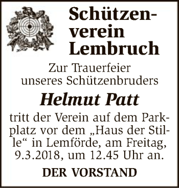 Traueranzeige von Helmut Patt von SYK