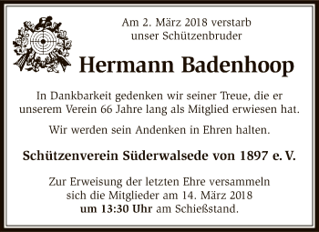 Traueranzeige von Hermann Badenhoop von SYK