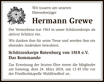 Traueranzeige von Hermann Grewe von SYK