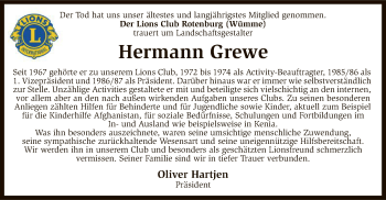 Traueranzeige von Hermann Grewe von SYK