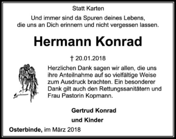 Traueranzeige von Hermann Konrad von SYK