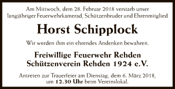 Traueranzeige von Horst Schipplock von SYK