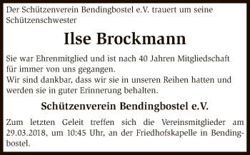 Traueranzeige von Ilse Brockmann von SYK