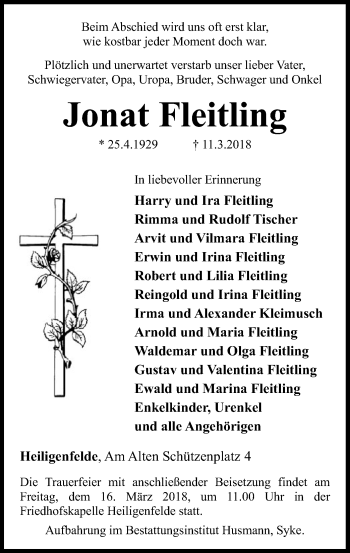 Traueranzeige von Jonat Fleitling von SYK