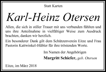 Traueranzeige von Karl-Heinz Otersen von SYK