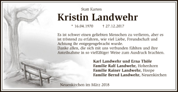 Traueranzeige von Kristin Landwehr von SYK